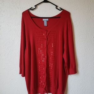 Liz&Me Red Sequin Cardigan
